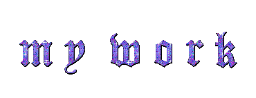 purple and blue glittery text that reads "my work"