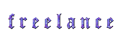 purple and blue glittery text that reads "freelance"